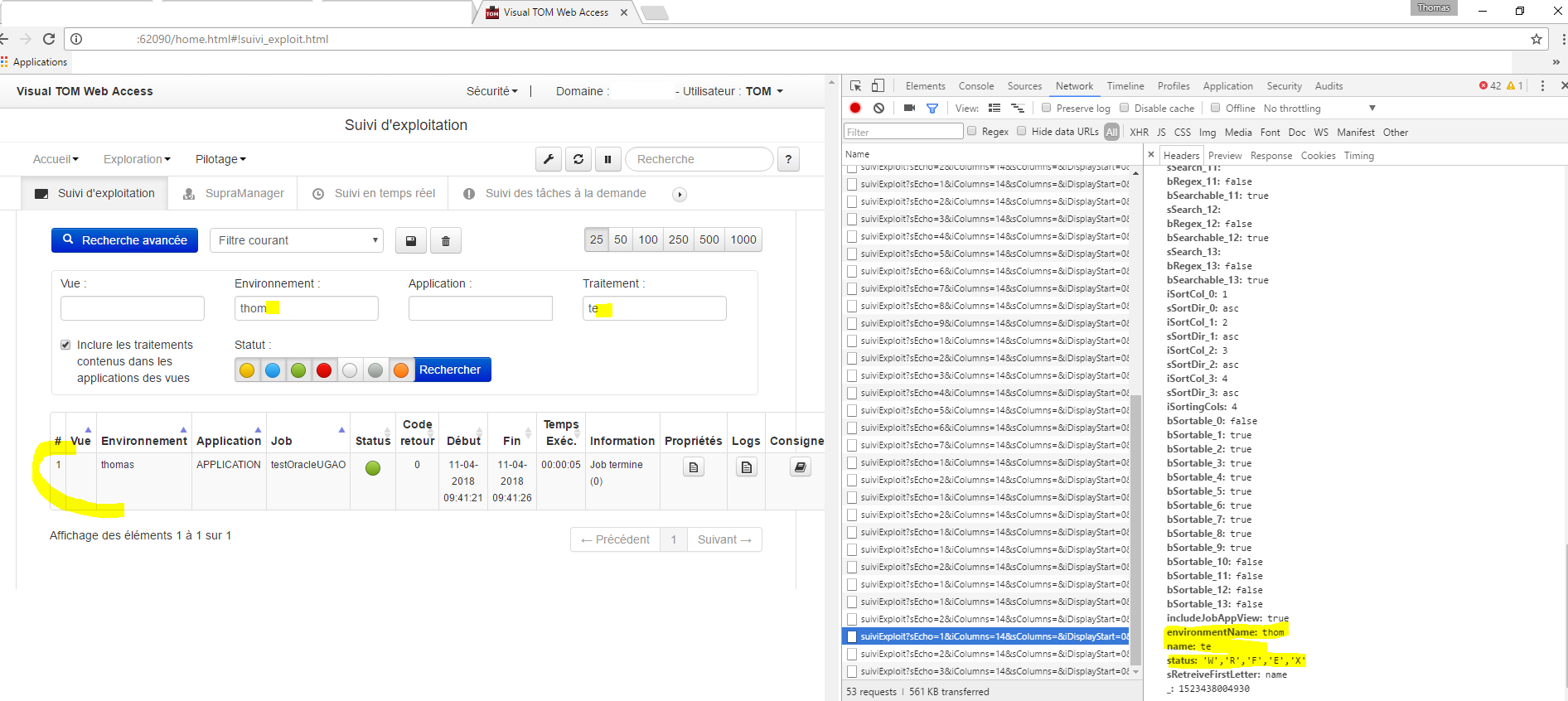 Suivi d'exploitation VTOM WebAccess API