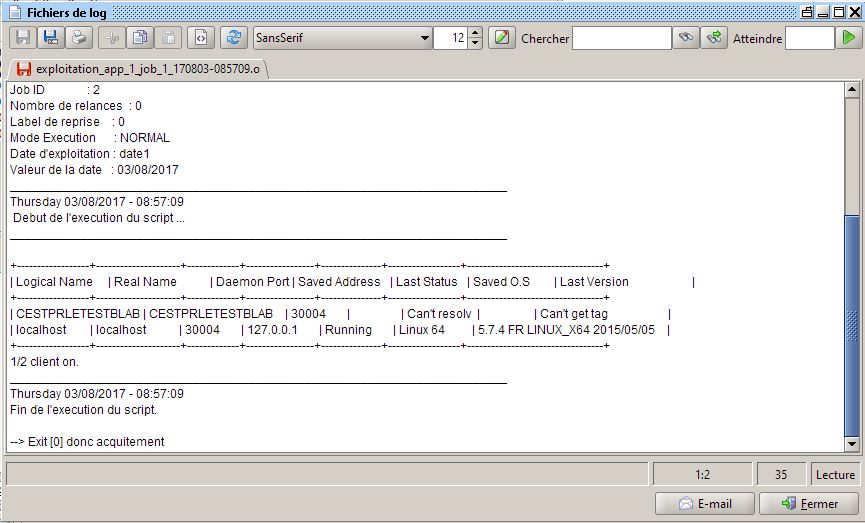 Logs VTOM police par defaut