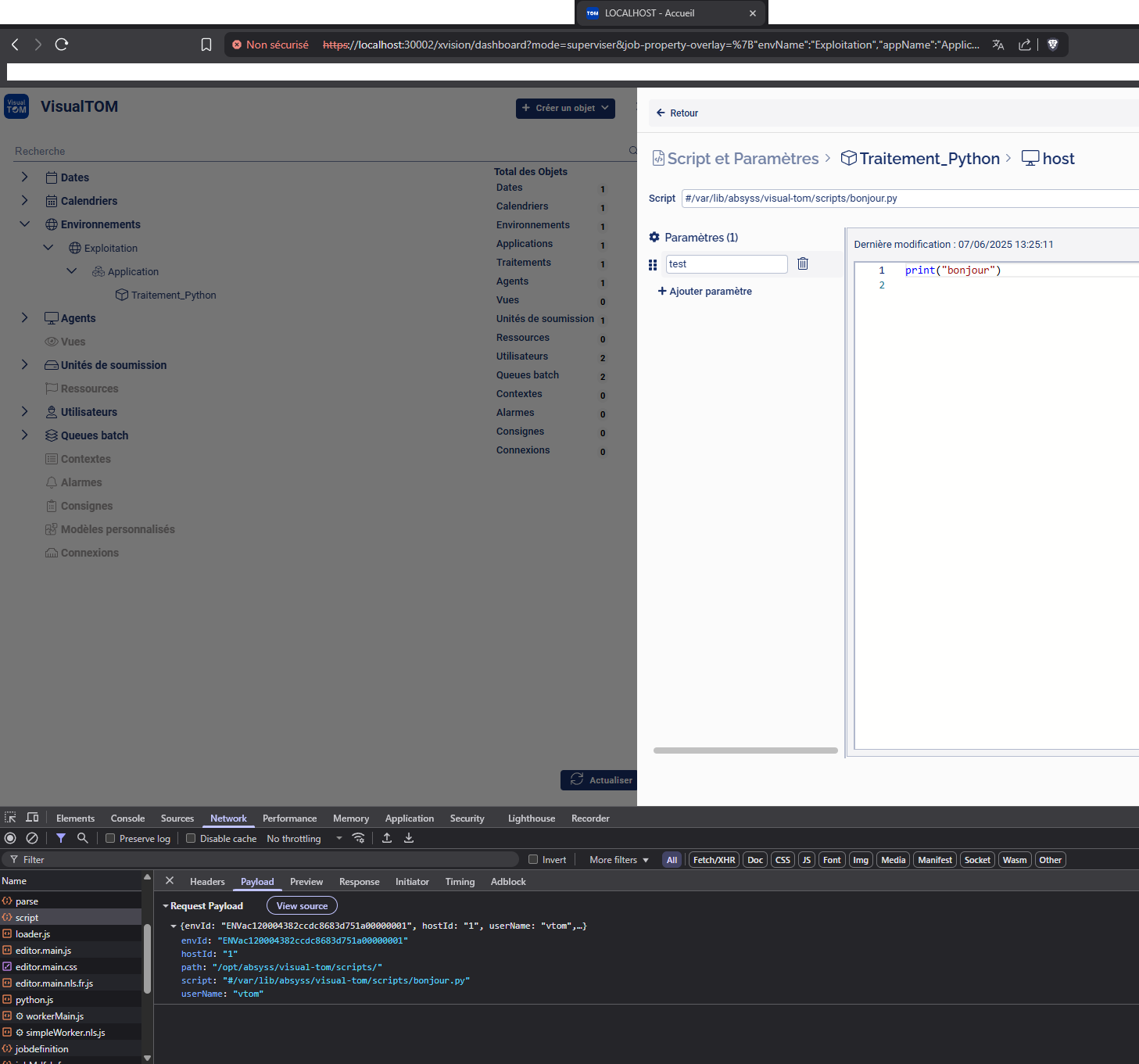 VTOM client leger F12 network